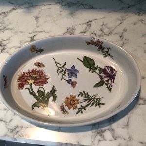 Handpainted casserole corn on blue dish